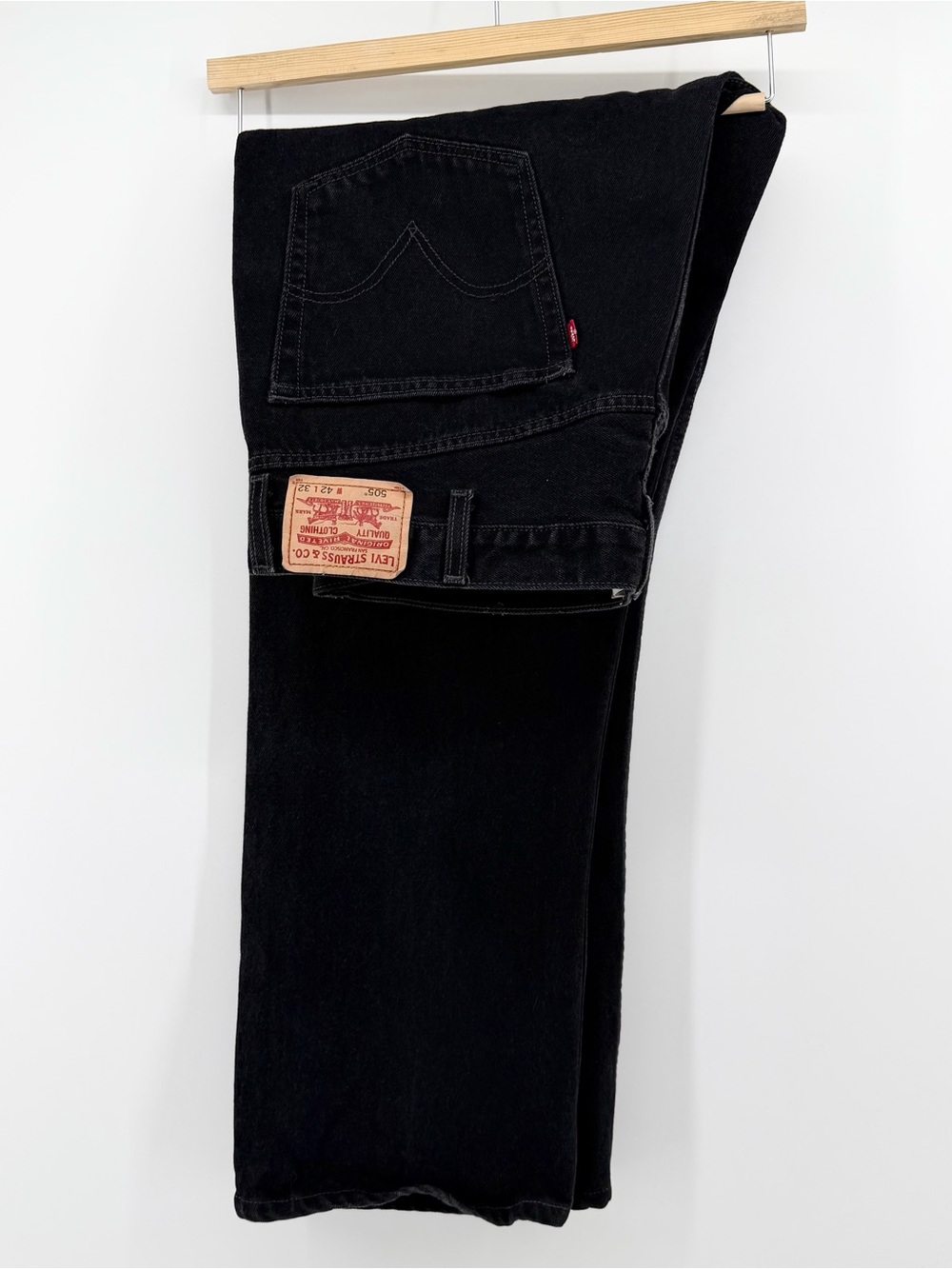 Vtg 2007 Levis 505 Mens 42x32 Black Jeans Regular Fit Straight Leg Cotton 41x30